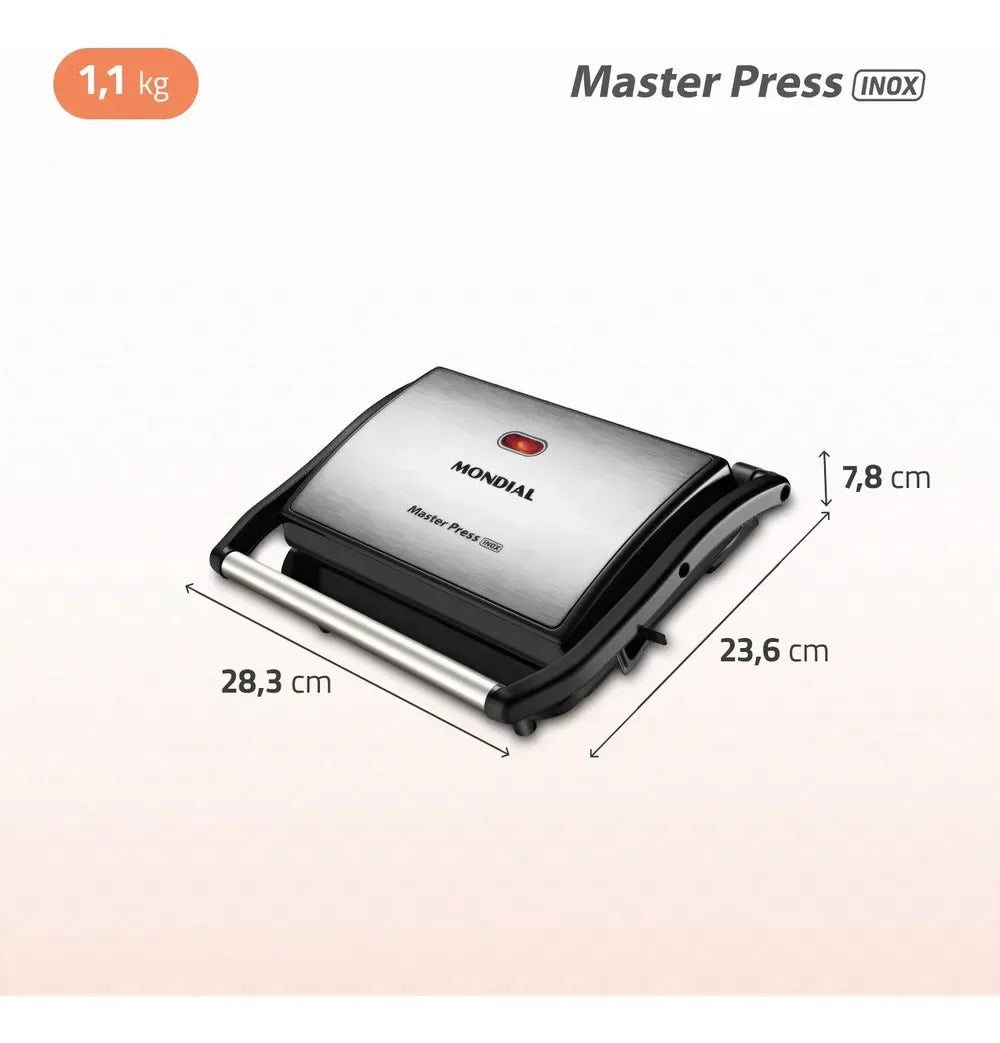 Sanduicheira e Grill Mondial Master Press PG-01-CL 1000W