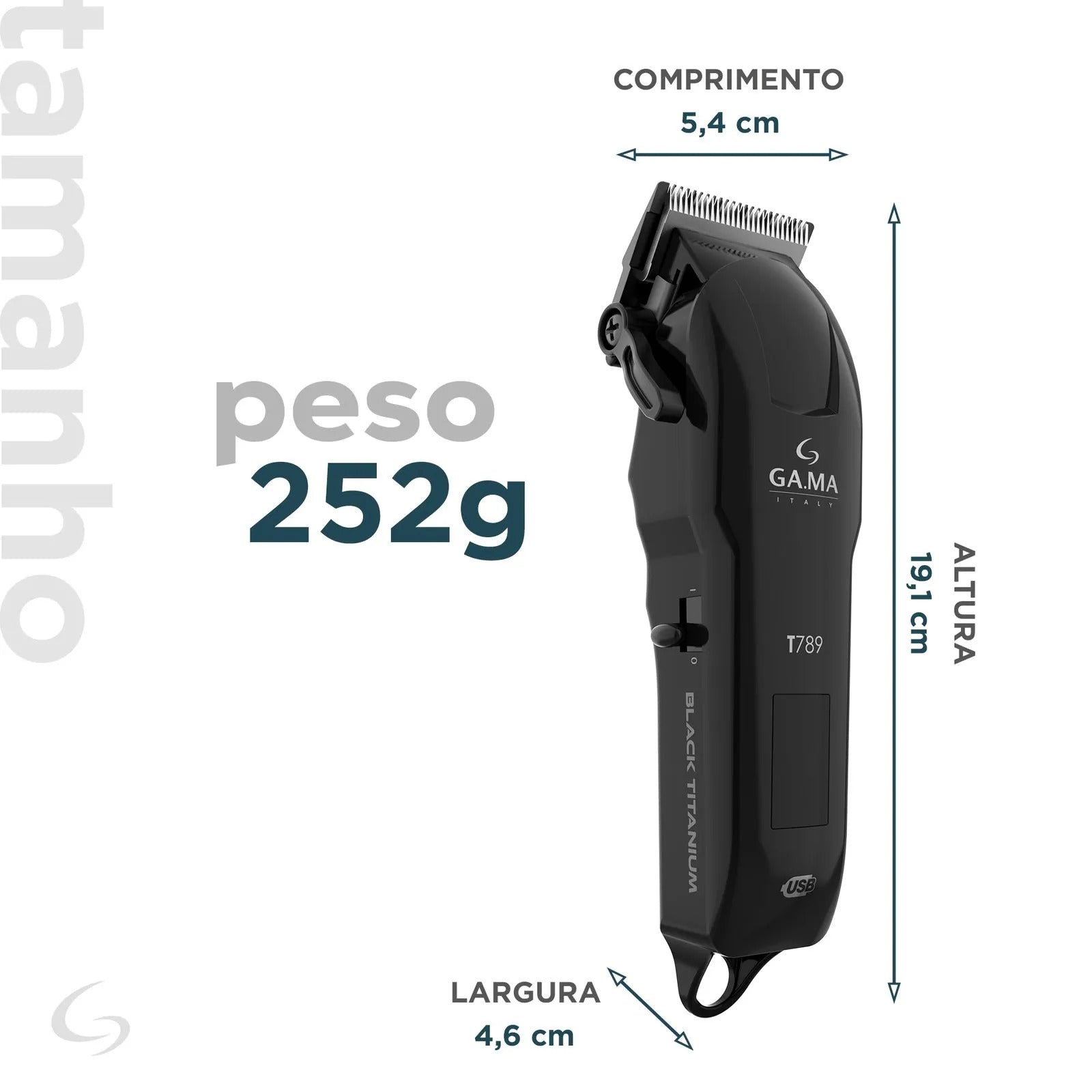 Máquina De Cortar Cabelo Ga.ma T789 Titanium Usb Bivolt