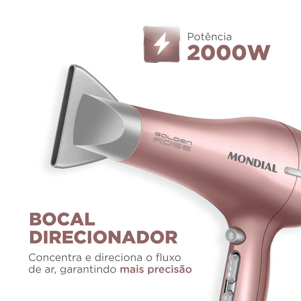 Secador De Cabelos Mondial Golden Rose Scp-03 Potencia 2000w 110v