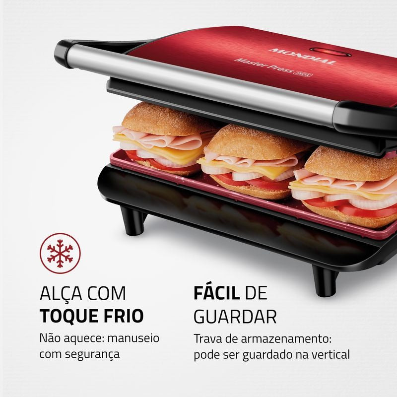 Grill e Sanduicheira Master Press Ceramic Mondial 1000w