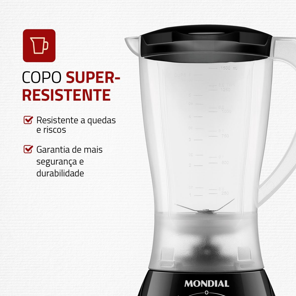 Liquidificador Mondial L550 Easy Power 1,5 Litros 2 Velocidades 110v