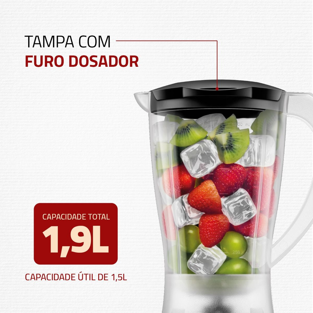 Liquidificador Mondial L550 Easy Power 1,5 Litros 2 Velocidades 110v