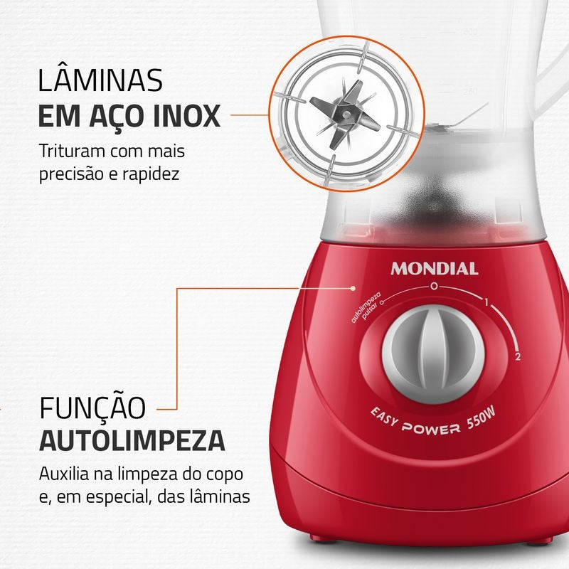 Liquidificador Mondial Easy Power L550 1,5 Litros 2 Velocidades 110V