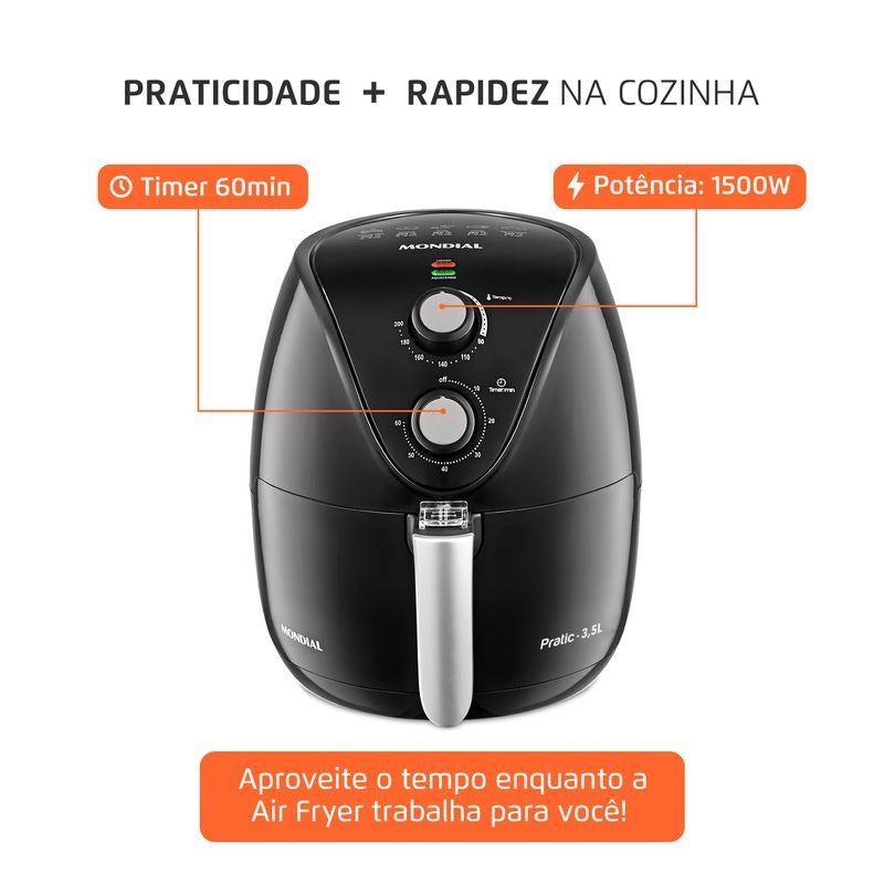 Fritadeira Elétrica AirFryer Mondial AF-31 3,5L Potência 1500w 110v