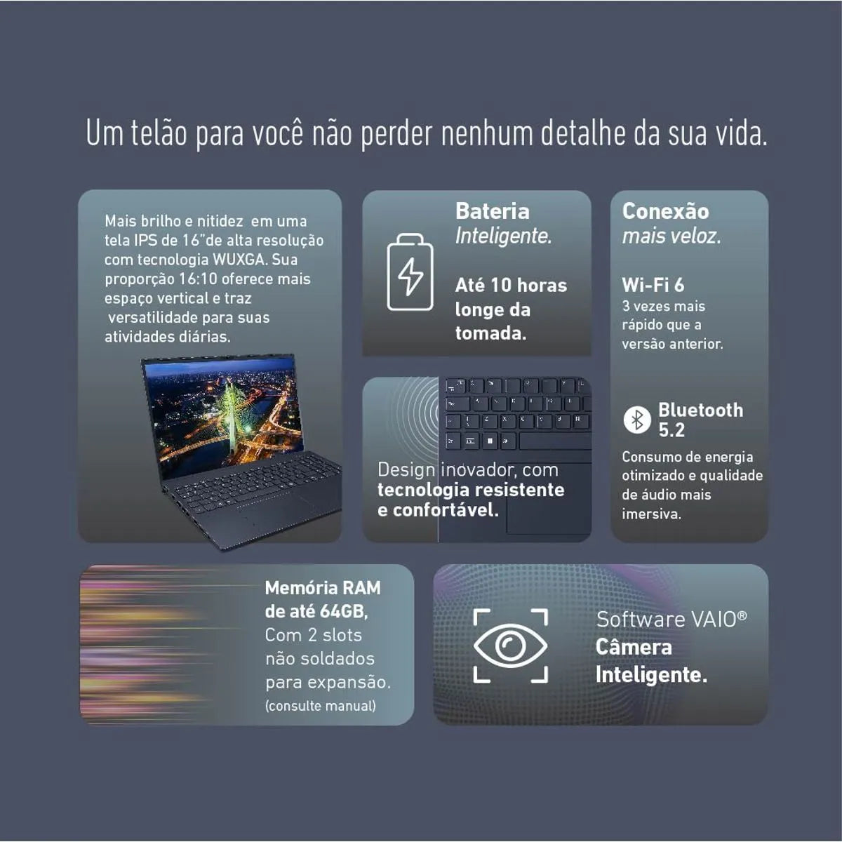Notebook Vaio Fe16 Ryzen 7 16gb 516 SSD 16 Linux