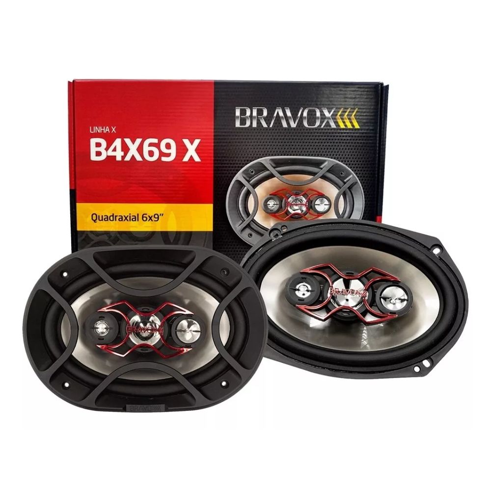 Par de Alto Falante Bravox Quadriaxial 6x9” B4X69X 140W RMS