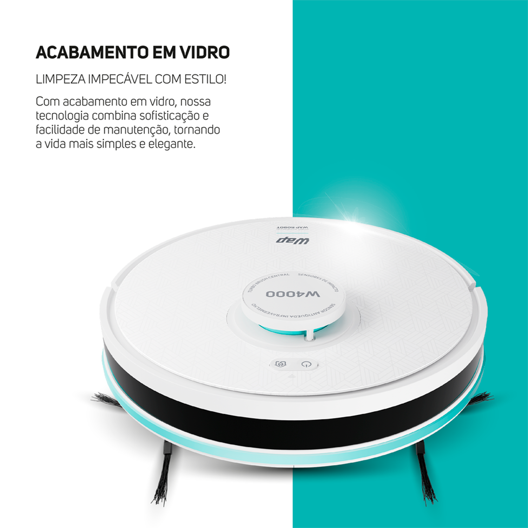 Aspirador Pó Robot WAP W4000 Base Autolimpante Laser Mop 48W