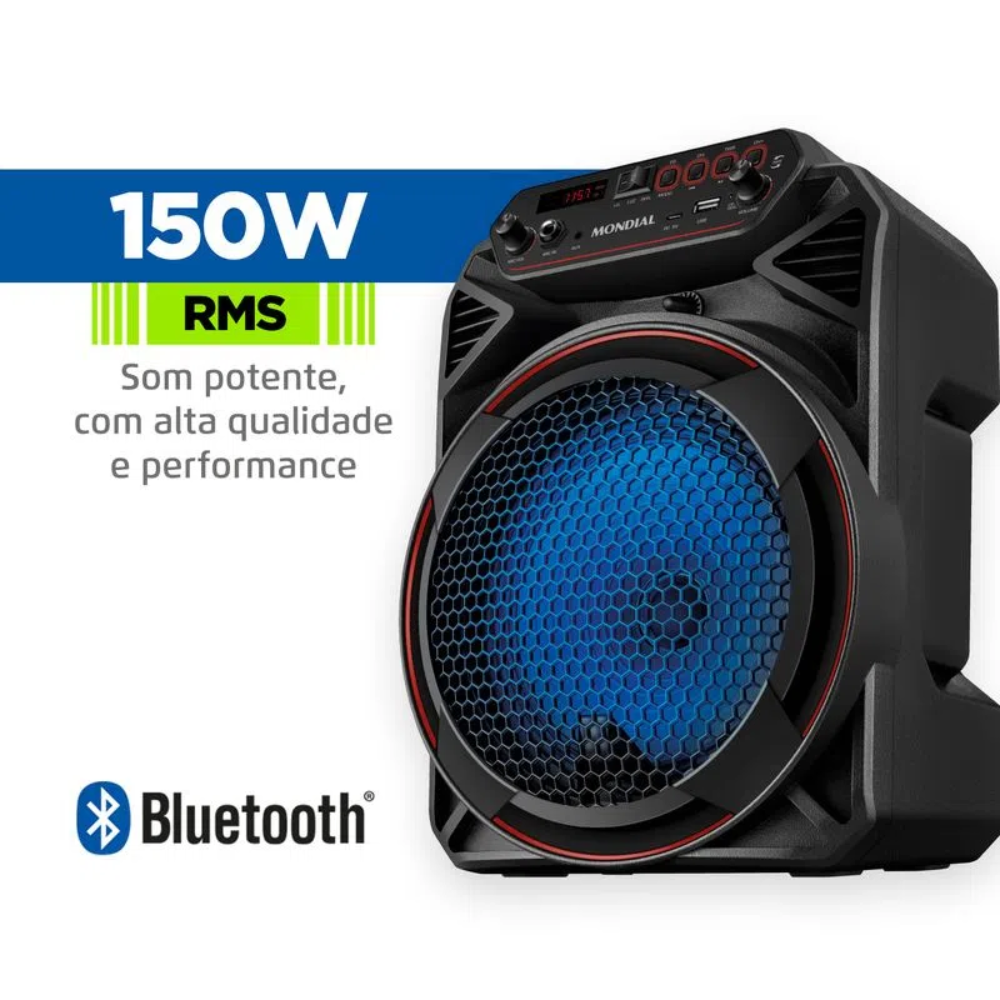 Caixa De Som Amplificada Mondial Cm-150 Bluetooth Bivolt