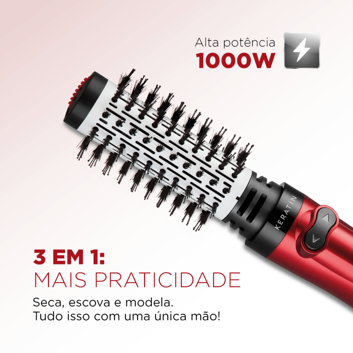 Escova Rotativa Mondial ER-11-KR Red Infinity 1000W 3 em 1