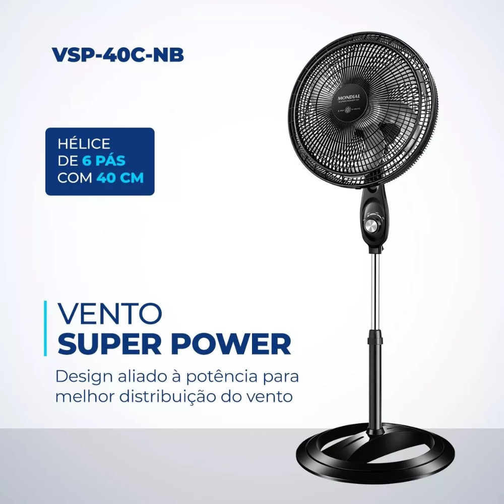 Ventilador De Coluna Mondial Vsp-40c-nb Super Power 40cm