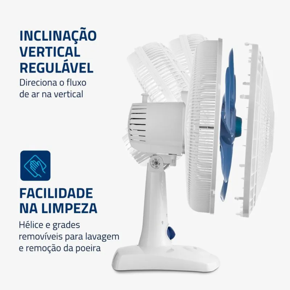 Ventilador de Mesa Mondial 30cm VSP-30-W 3 Velocidades 6 Pás