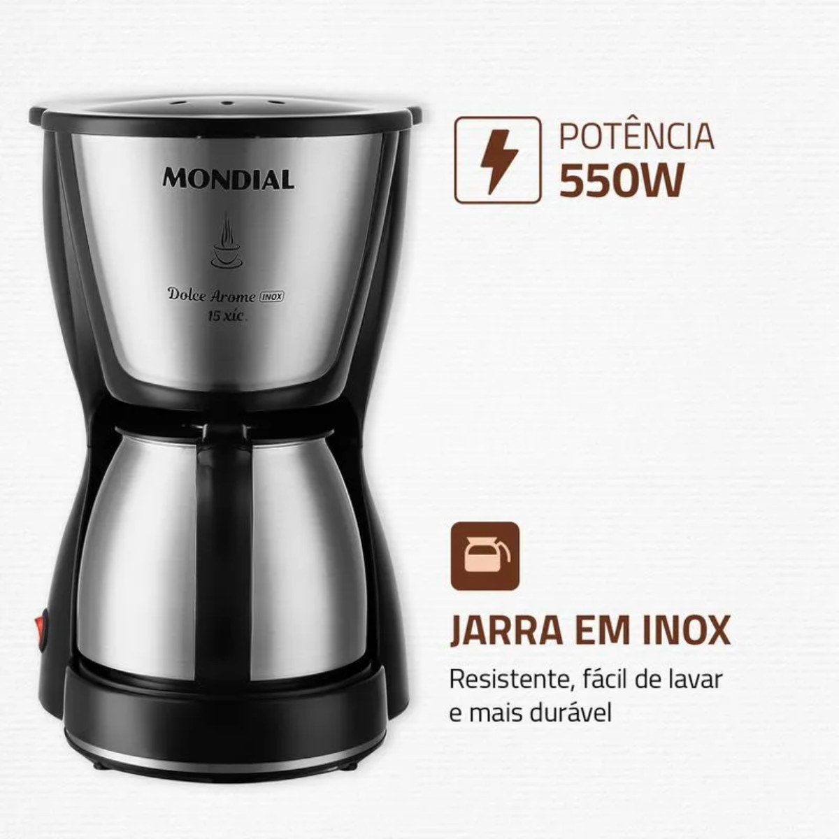 Cafeteira Elétrica Mondial C-34ji-15x Dolce Arome 500w Inox