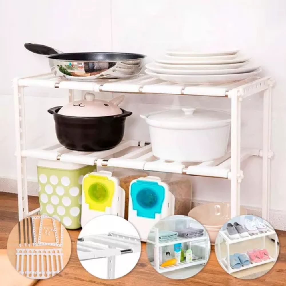 Kit Com 2 Organizadores Rack De Cozinha Multiuso Ajustável Decoteam