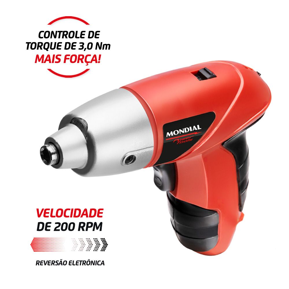 Parafusadeira Mondial Fpf05 Bivolt 4,8v Elétrica 200 Rpm