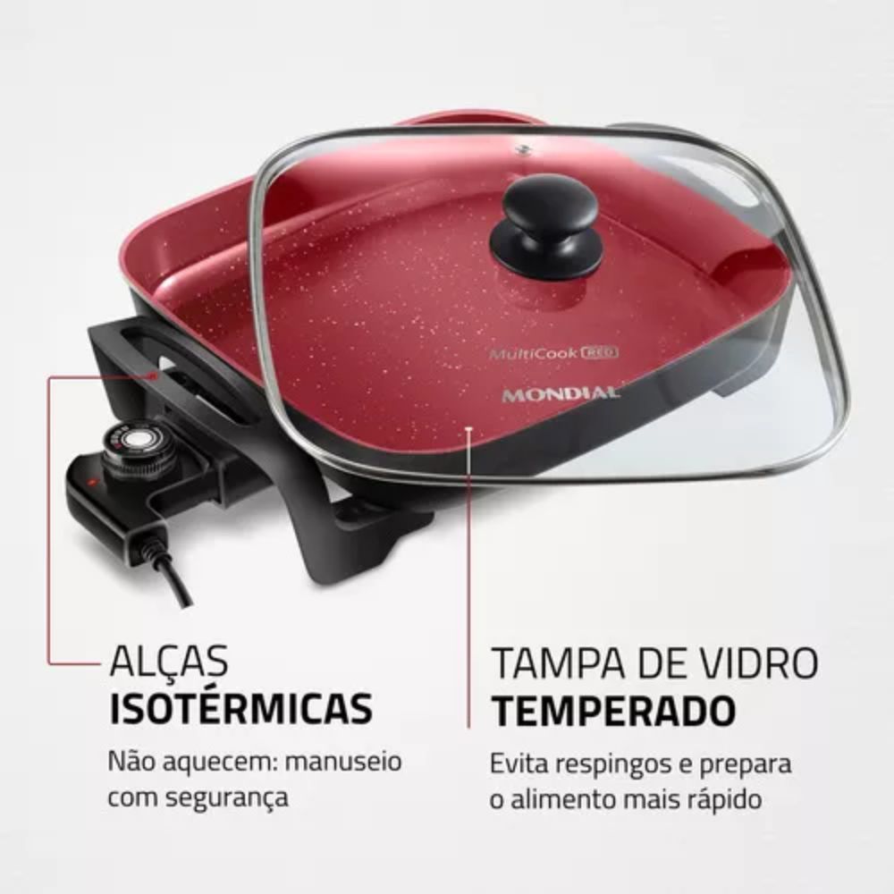 Panela Elétrica Grill Pe-49-rc Mondial 1200w 4l Multicook