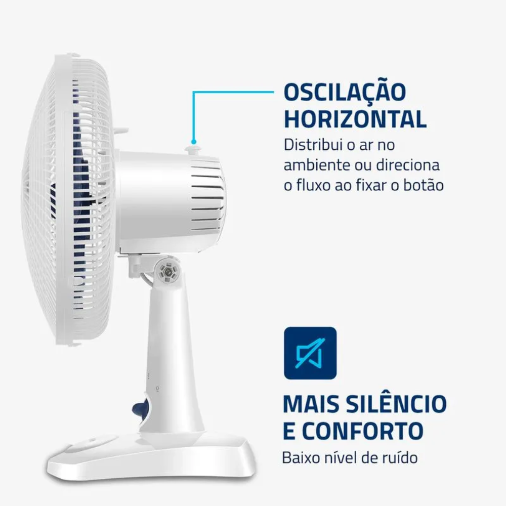 Ventilador de Mesa Mondial 30cm VSP-30-W 3 Velocidades 6 Pás