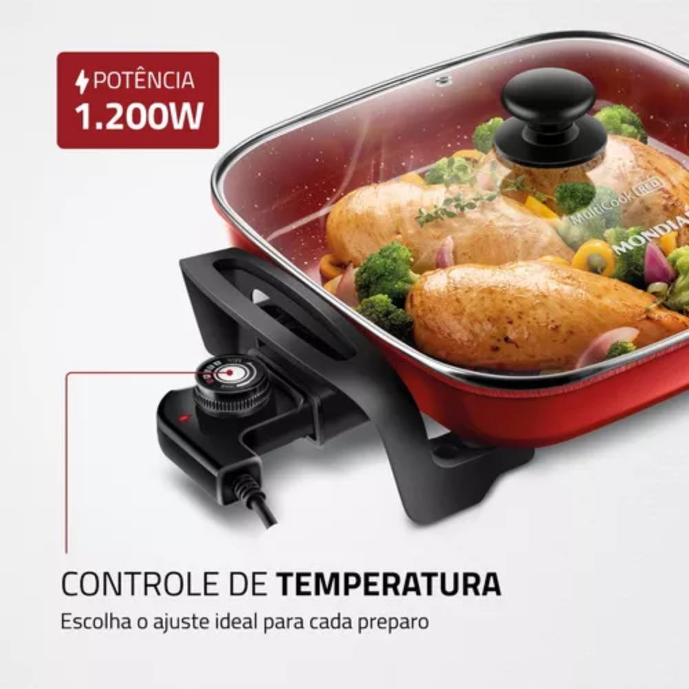 Panela Elétrica Grill Pe-49-rc Mondial 1200w 4l Multicook