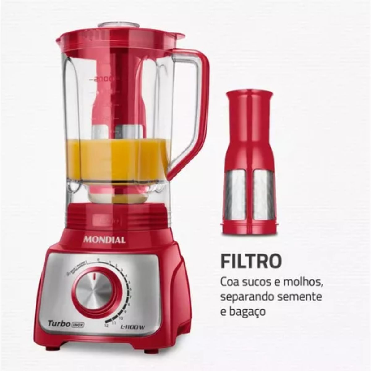 Liquidificador Mondial Turbo 4 Lâminas Em Inox L-1100-ri 3l