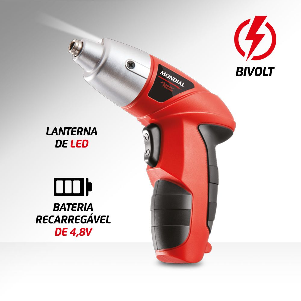 Parafusadeira Mondial Fpf05 Bivolt 4,8v Elétrica 200 Rpm