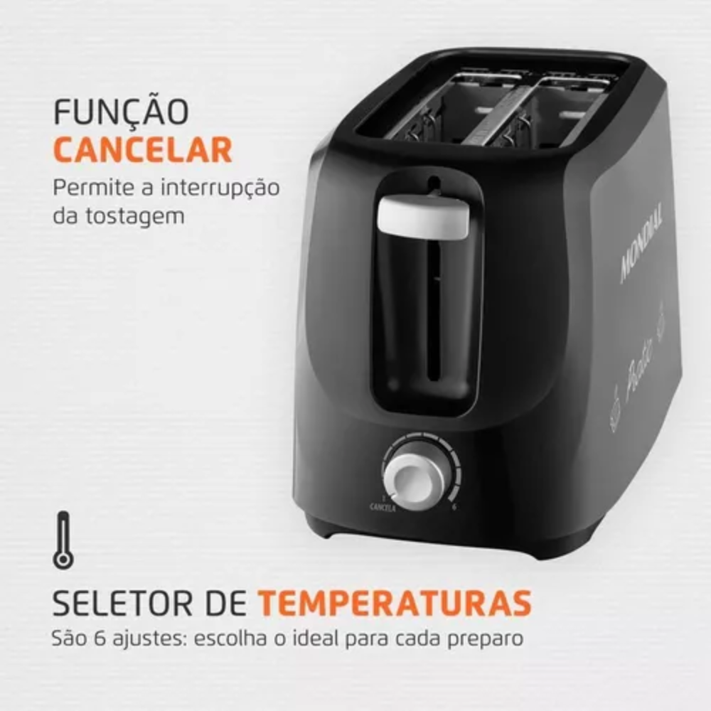 Torradeira De Pães Elétrica Pratic Mondial T18 700w 6 Níveis