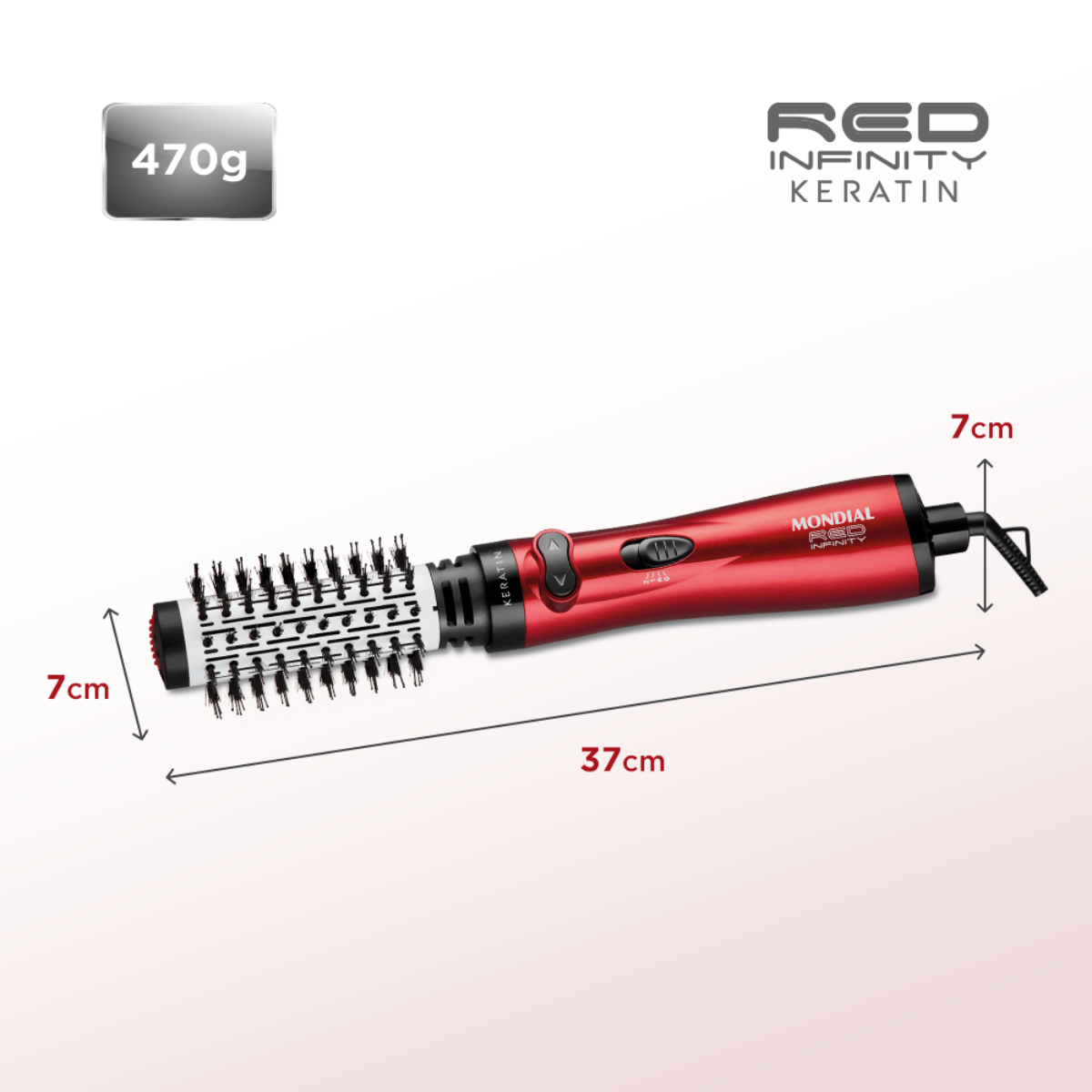 Escova Rotativa Mondial ER-11-KR Red Infinity 1000W 3 em 1