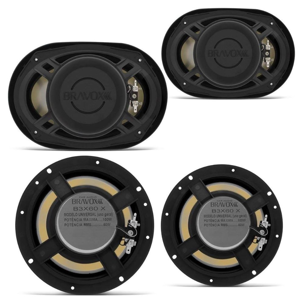 Kit Alto Falante Bravox 6X9 Triaxial 240W RMS 4 Ohms Linha X