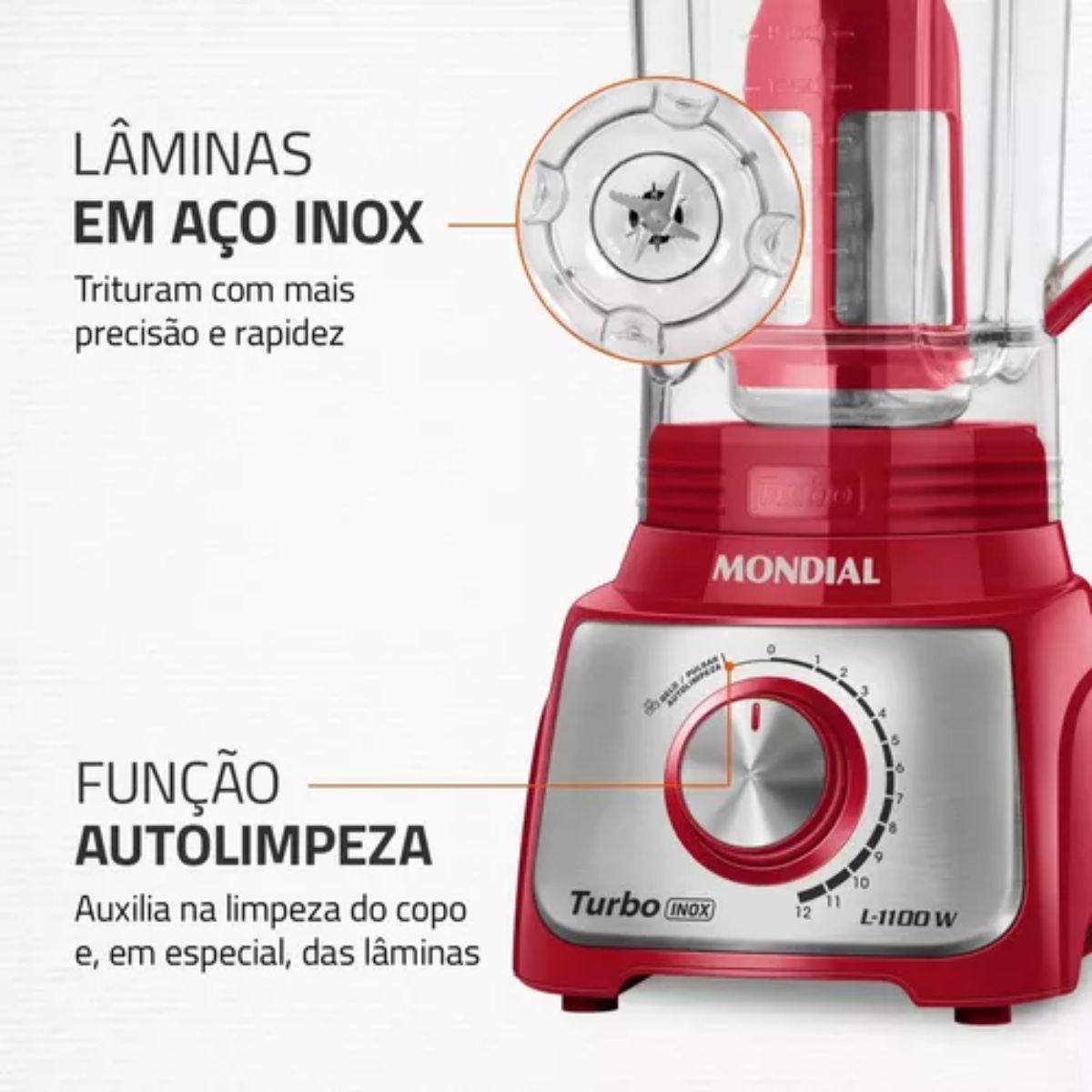 Liquidificador Mondial Turbo 4 Lâminas Em Inox L-1100-ri 3l