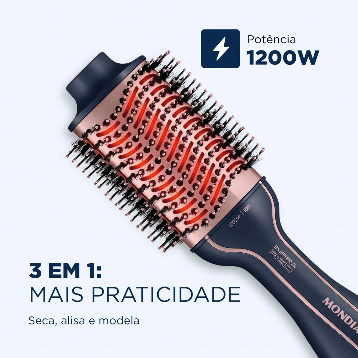 Escova Secadora Mondial Es-01-ir Infrared Bivolt 3 Em 1