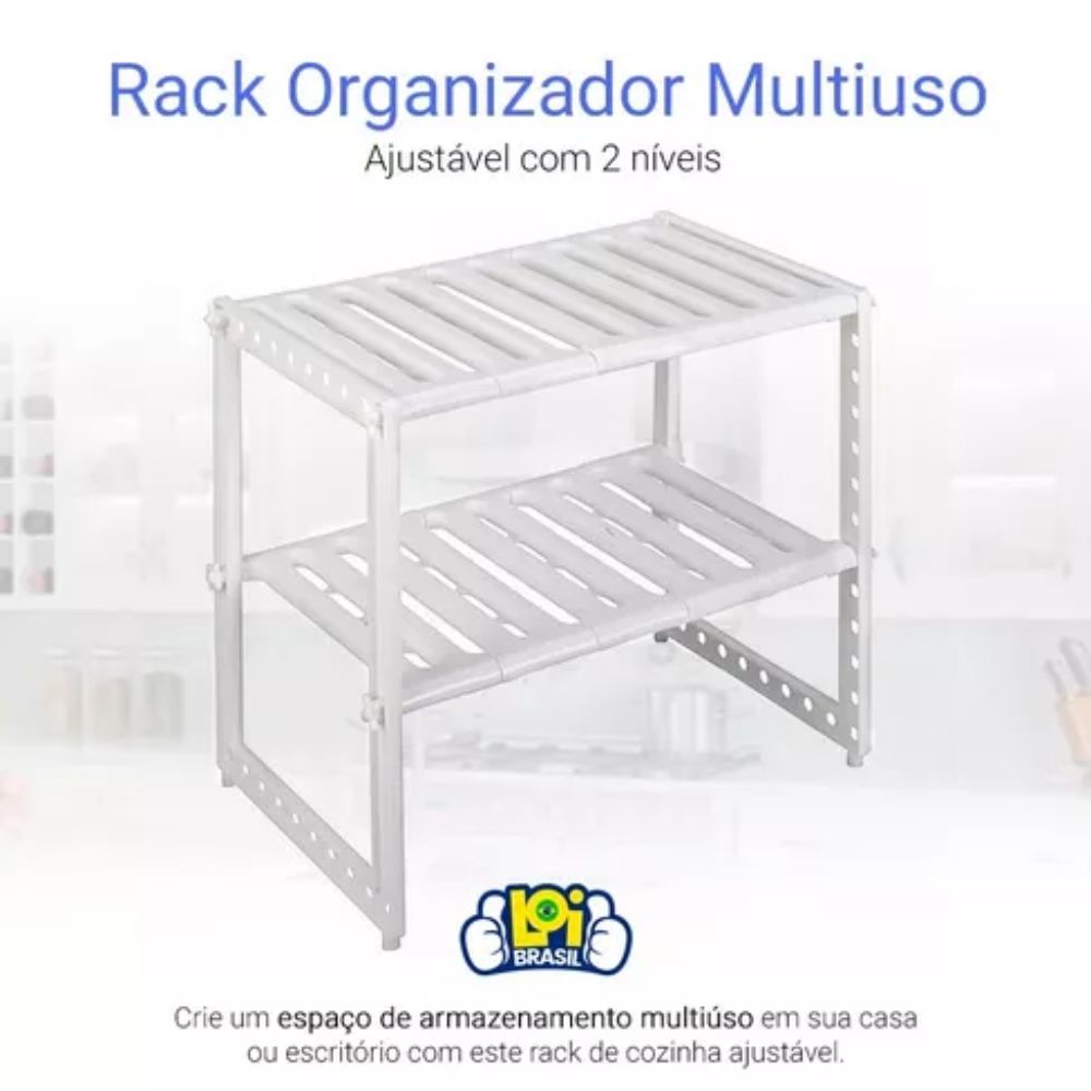 Kit Com 2 Organizadores Rack De Cozinha Multiuso Ajustável Decoteam