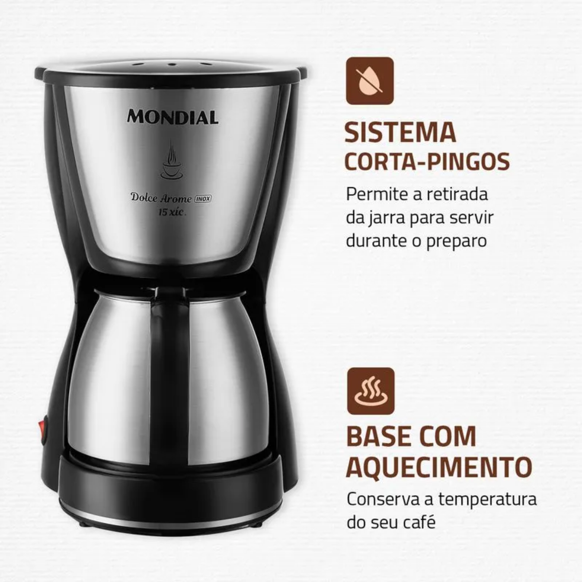 Cafeteira Elétrica Mondial C-34ji-15x Dolce Arome 500w Inox