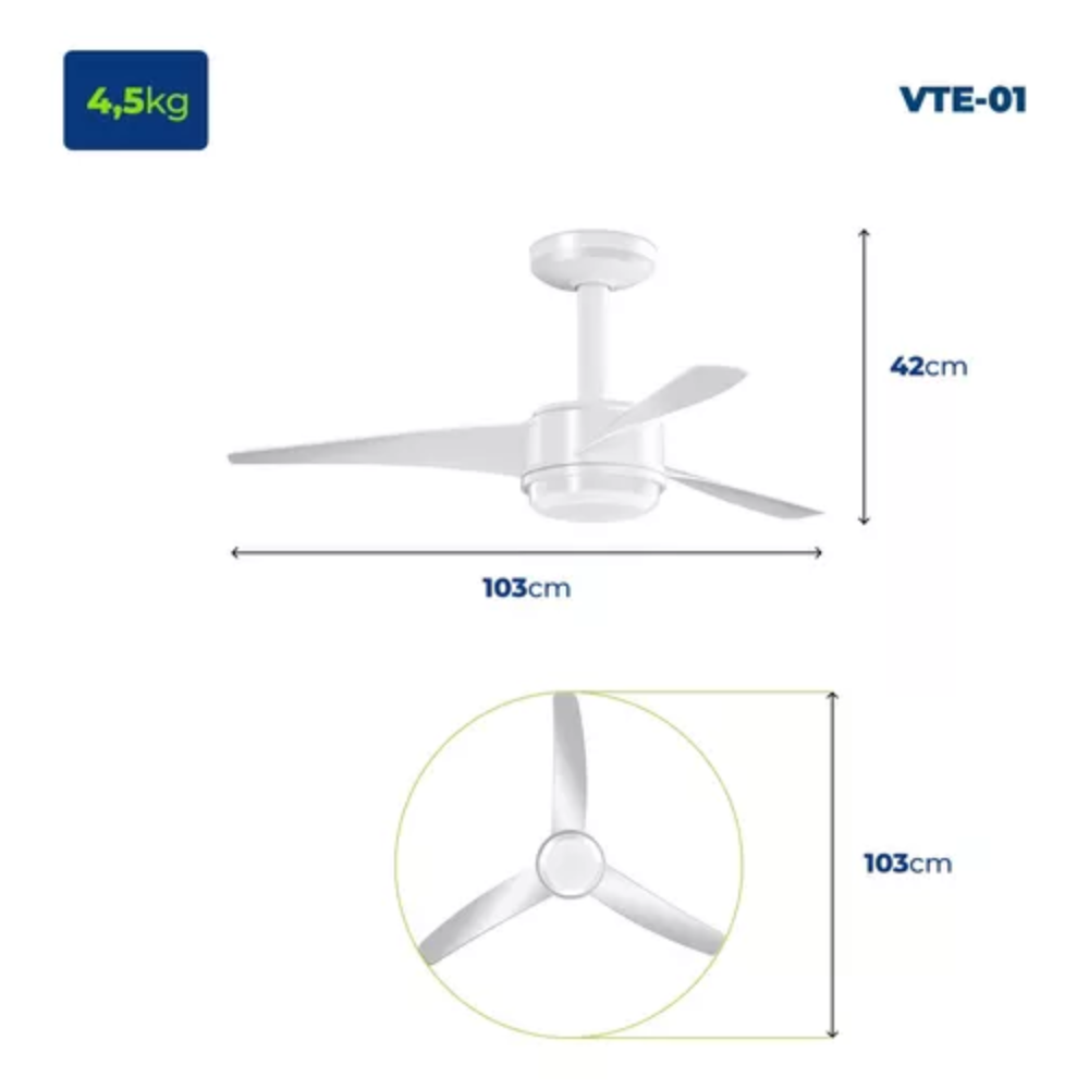 Ventilador De Teto Air Maxi Vte-01 Mondial 3 Pas 125w