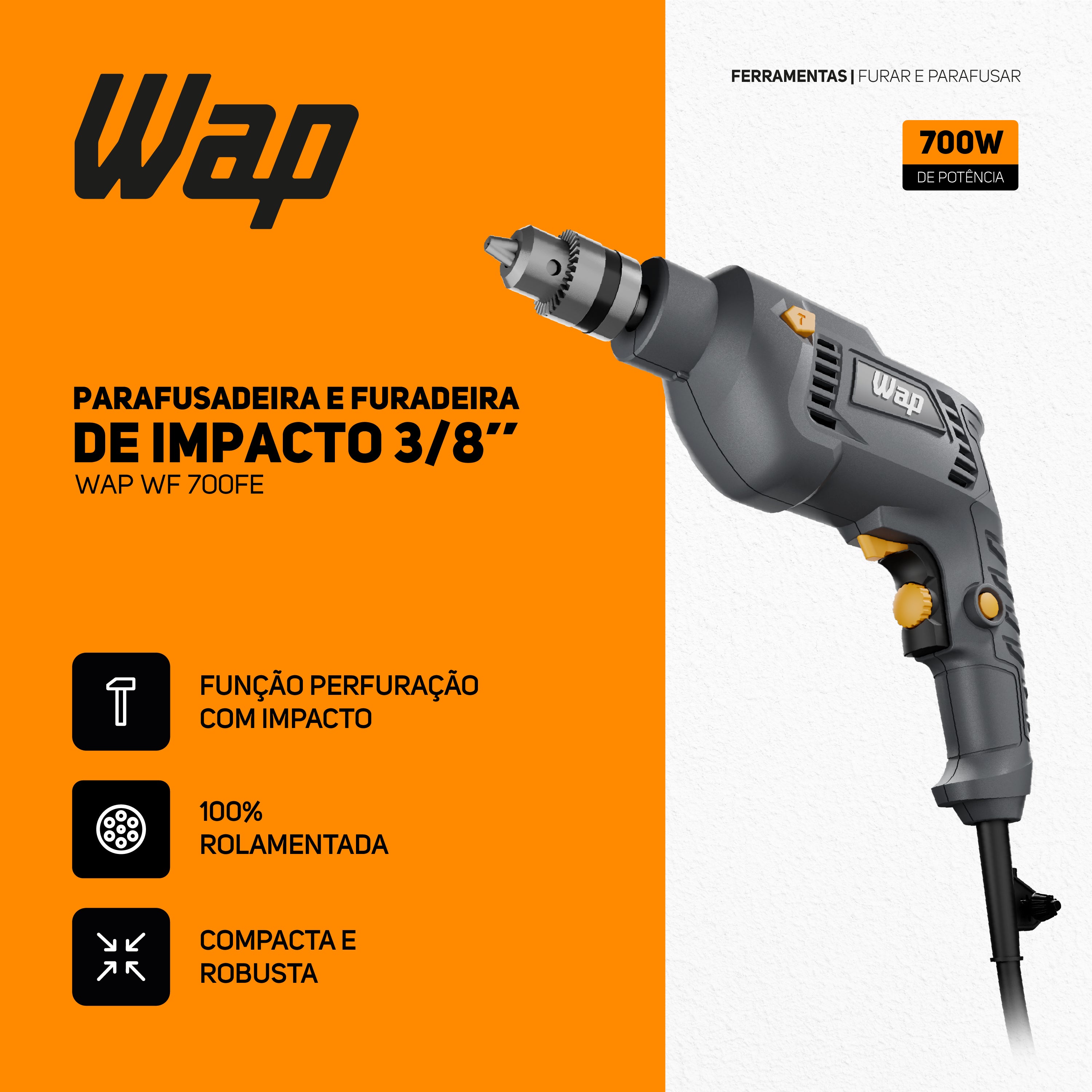Furadeira Parafusadeira de Impacto Wap 3/8