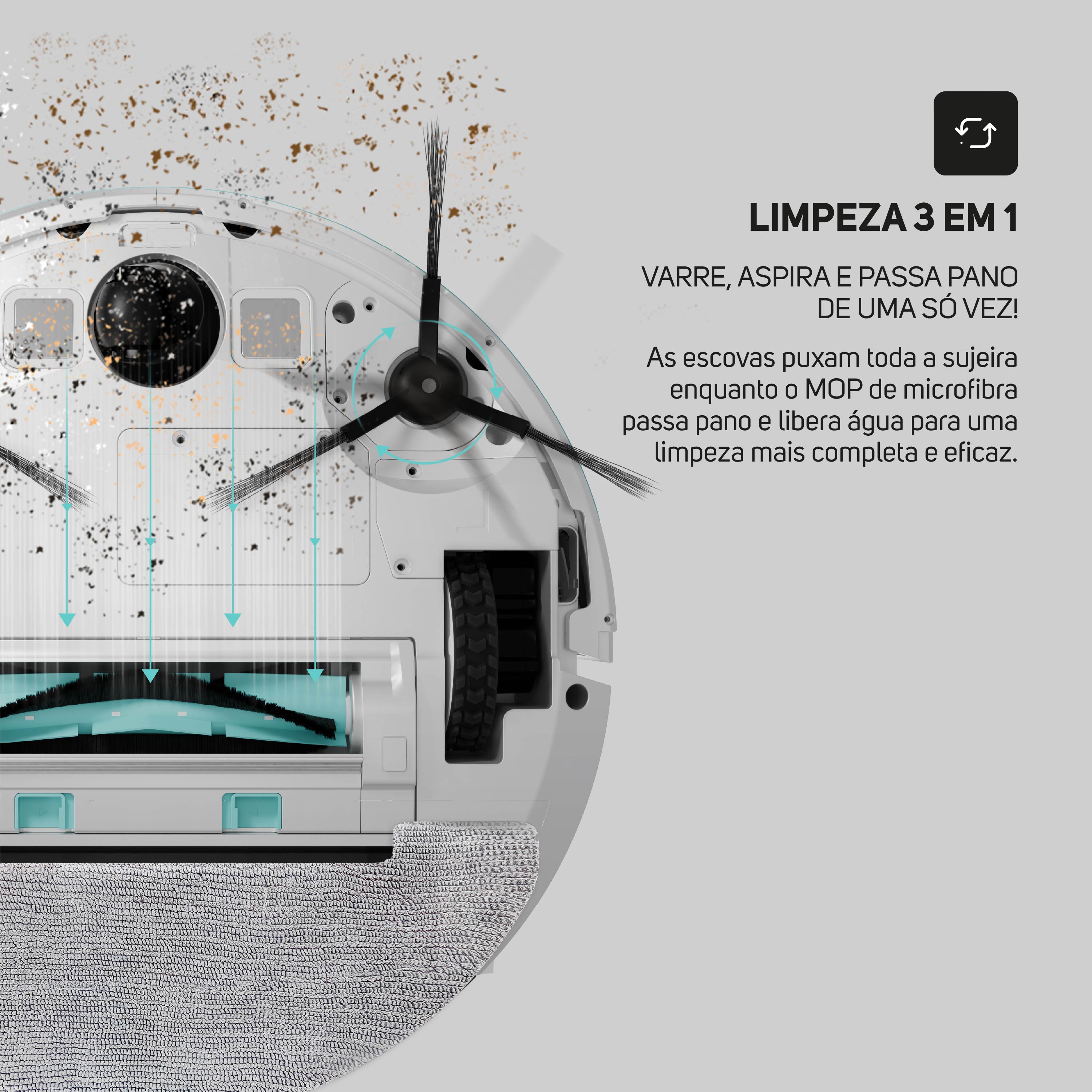 Robô Aspirador Pó Wap Robot W1000 Inteligente Bivolt 40W