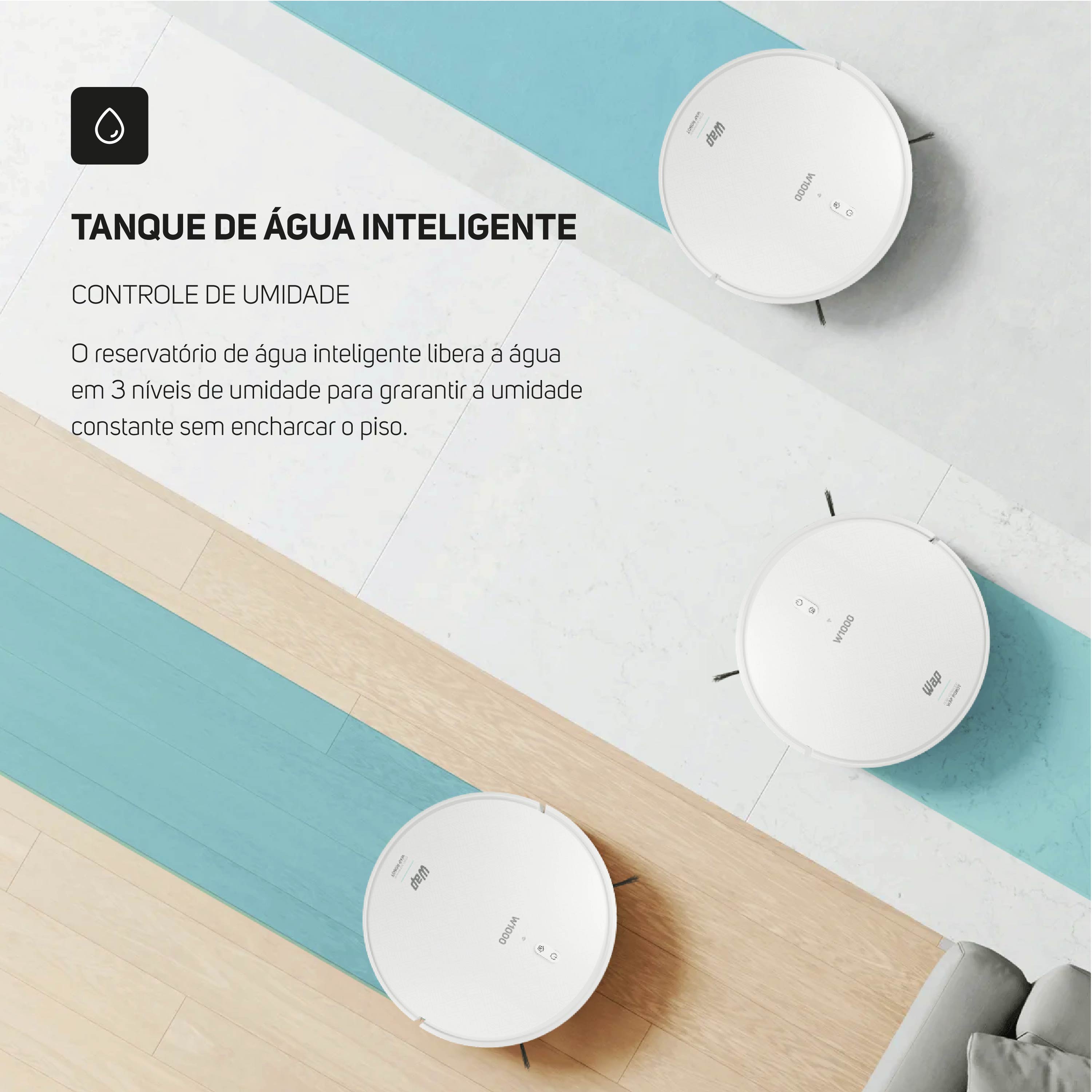 Robô Aspirador Pó Wap Robot W1000 Inteligente Bivolt 40W