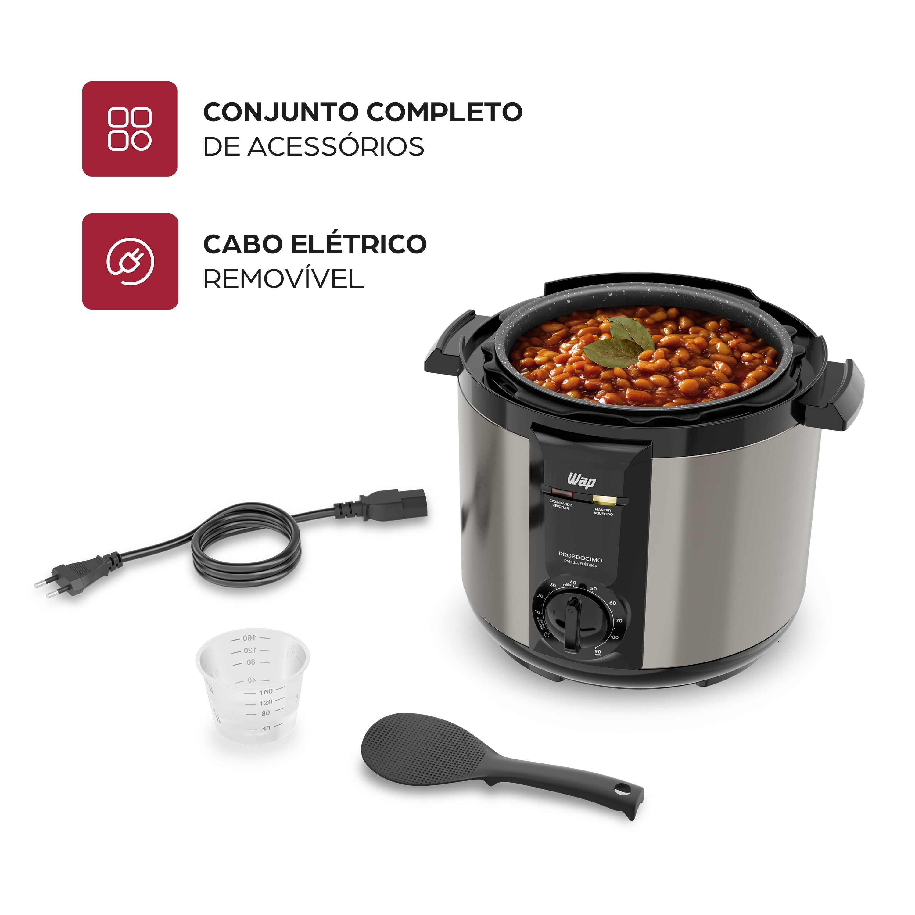 Panela Pressão Wap Wppe2 Digital 5L Antiaderente Segura 900W