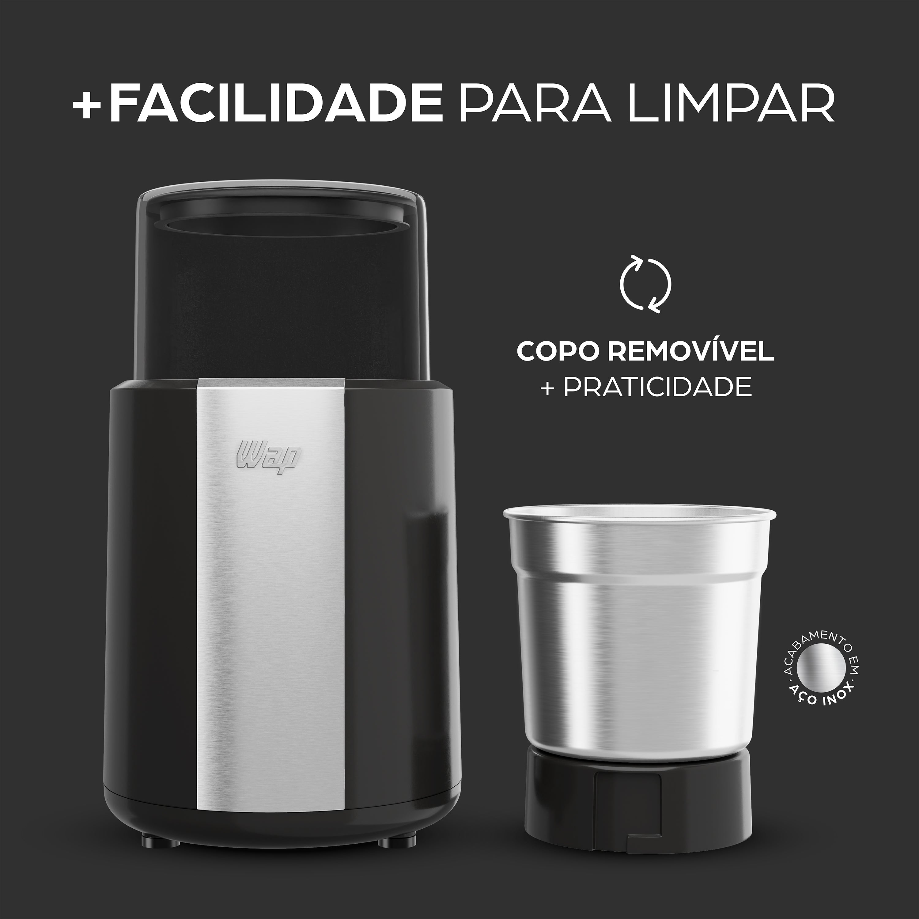 Moedor Café Wap Aroma Wmc200 Grãos Inox Prático Rápido 200W
