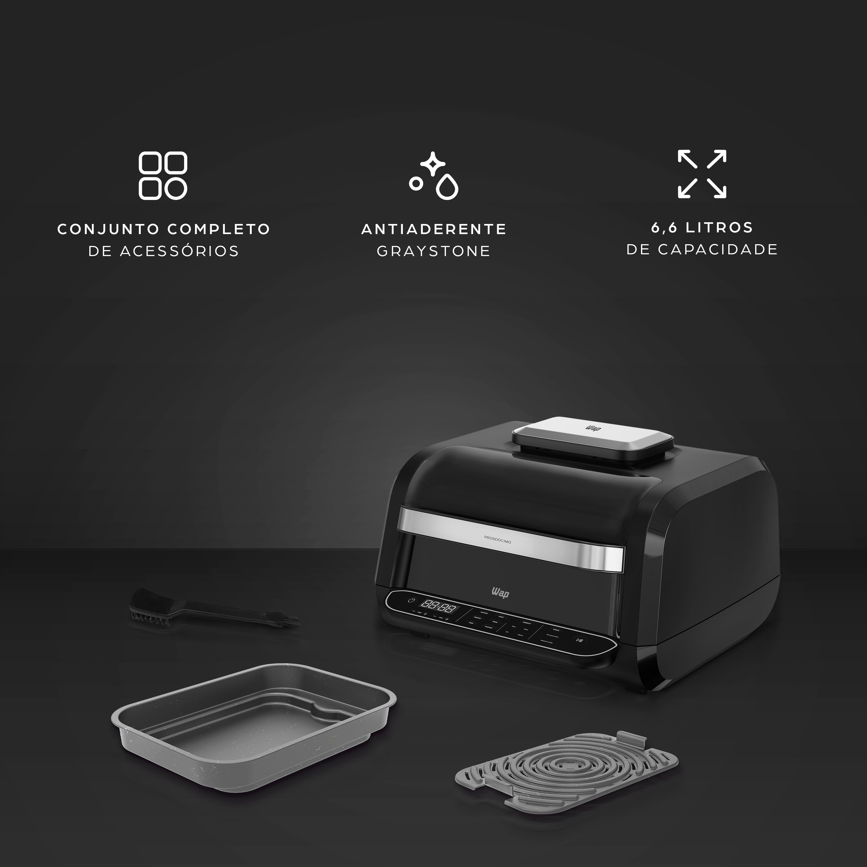 Fritadeira Elétrica Wap Barbecue Wc Ab1030 Digital 12L 1800W