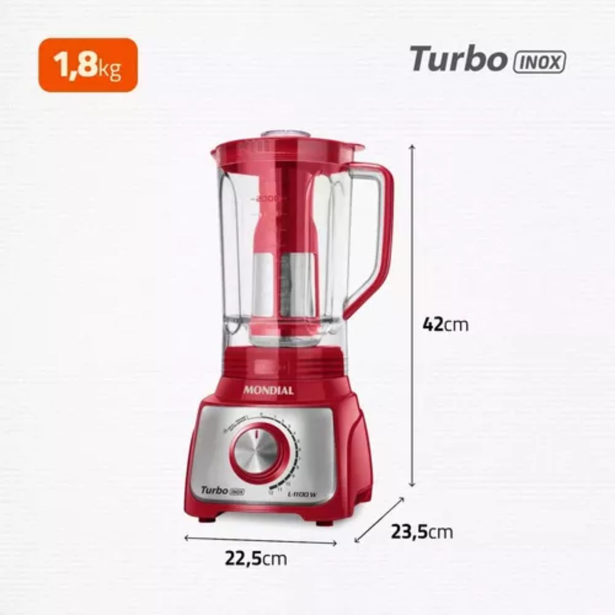 Liquidificador Mondial Turbo 4 Lâminas Em Inox L-1100-ri 3l