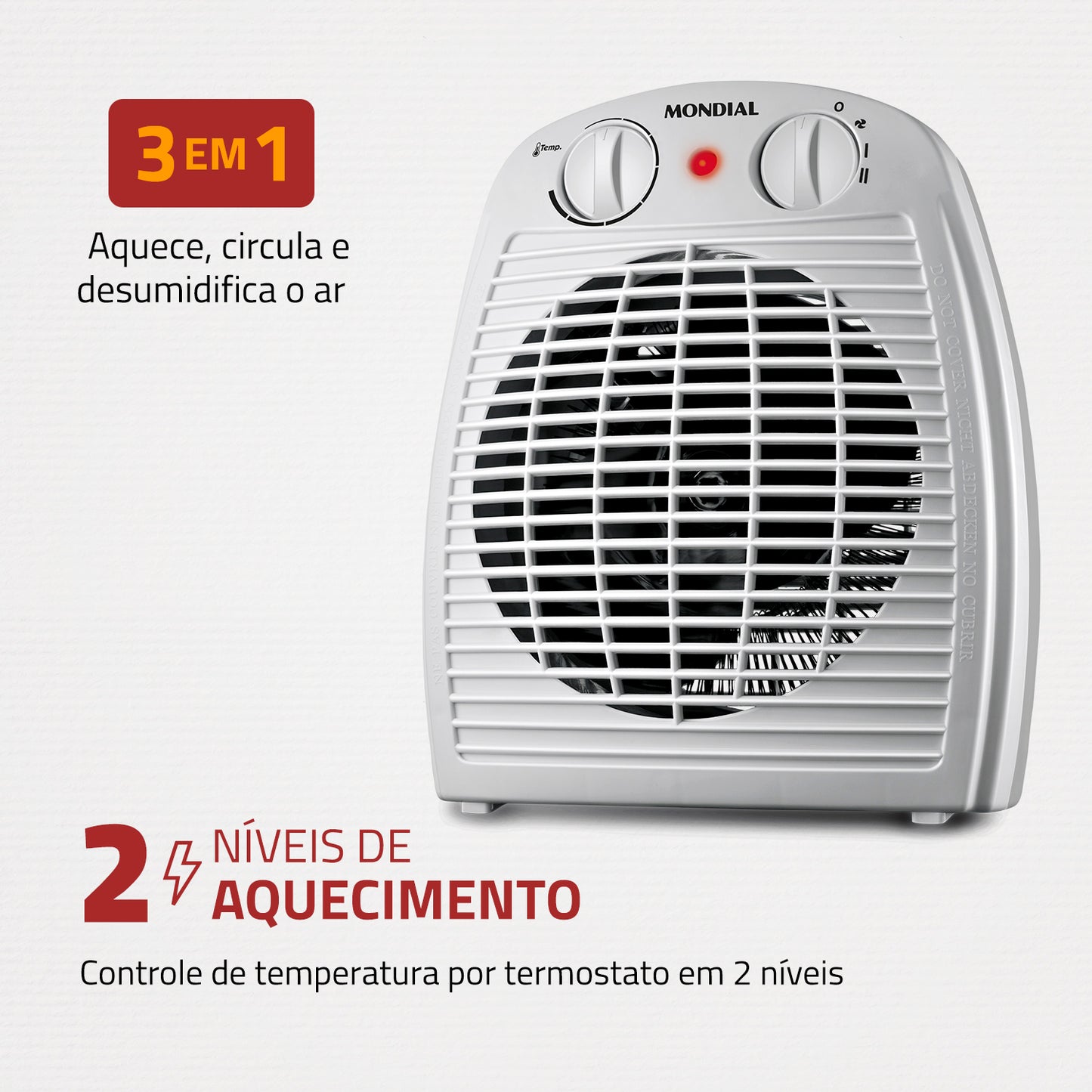 Aquecedor de Ar eletrico Mondial A-08 Termoventilação 1500w 127v