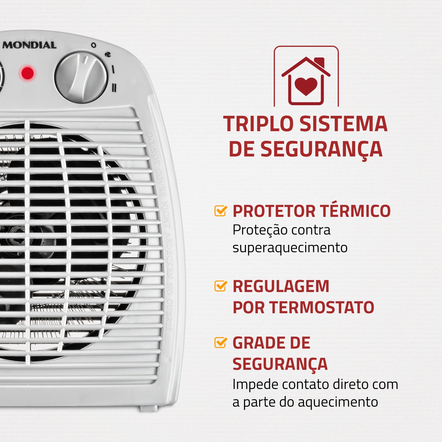 Aquecedor de Ar eletrico Mondial A-08 Termoventilação 1500w 127v