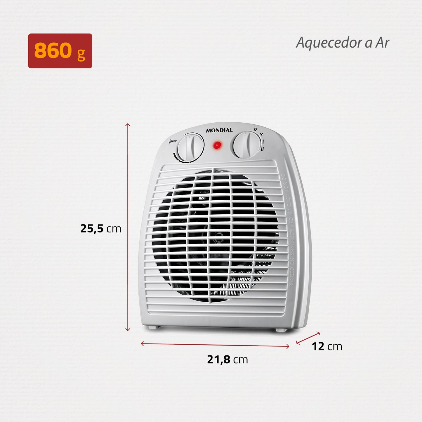 Aquecedor de Ar eletrico Mondial A-08 Termoventilação 1500w 127v