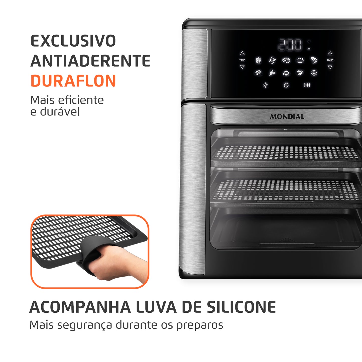 Fritadeira Elétrica Mondial AFON-12L-BI 12L Forno Oven 2000W