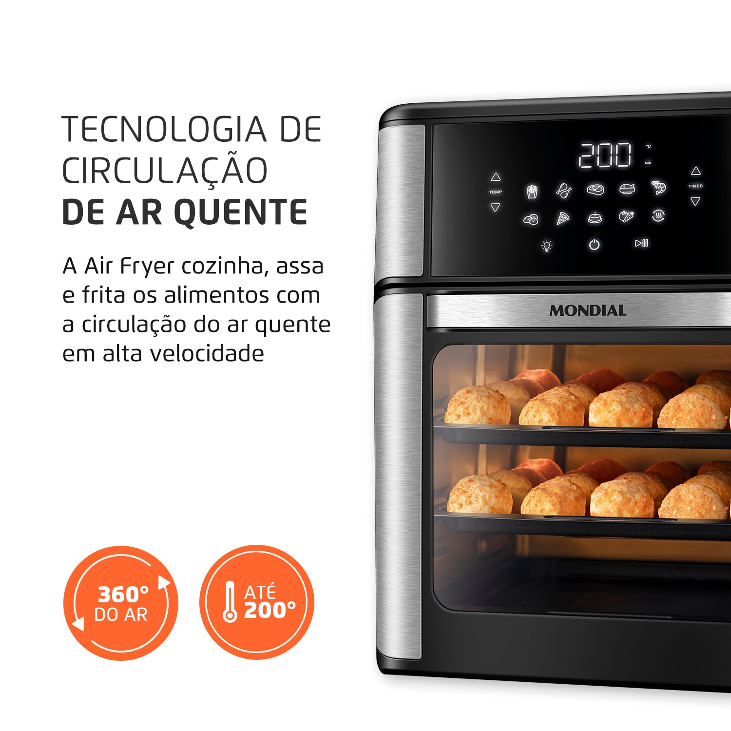 Fritadeira Elétrica Mondial AFON-12L-BI 12L Forno Oven 2000W