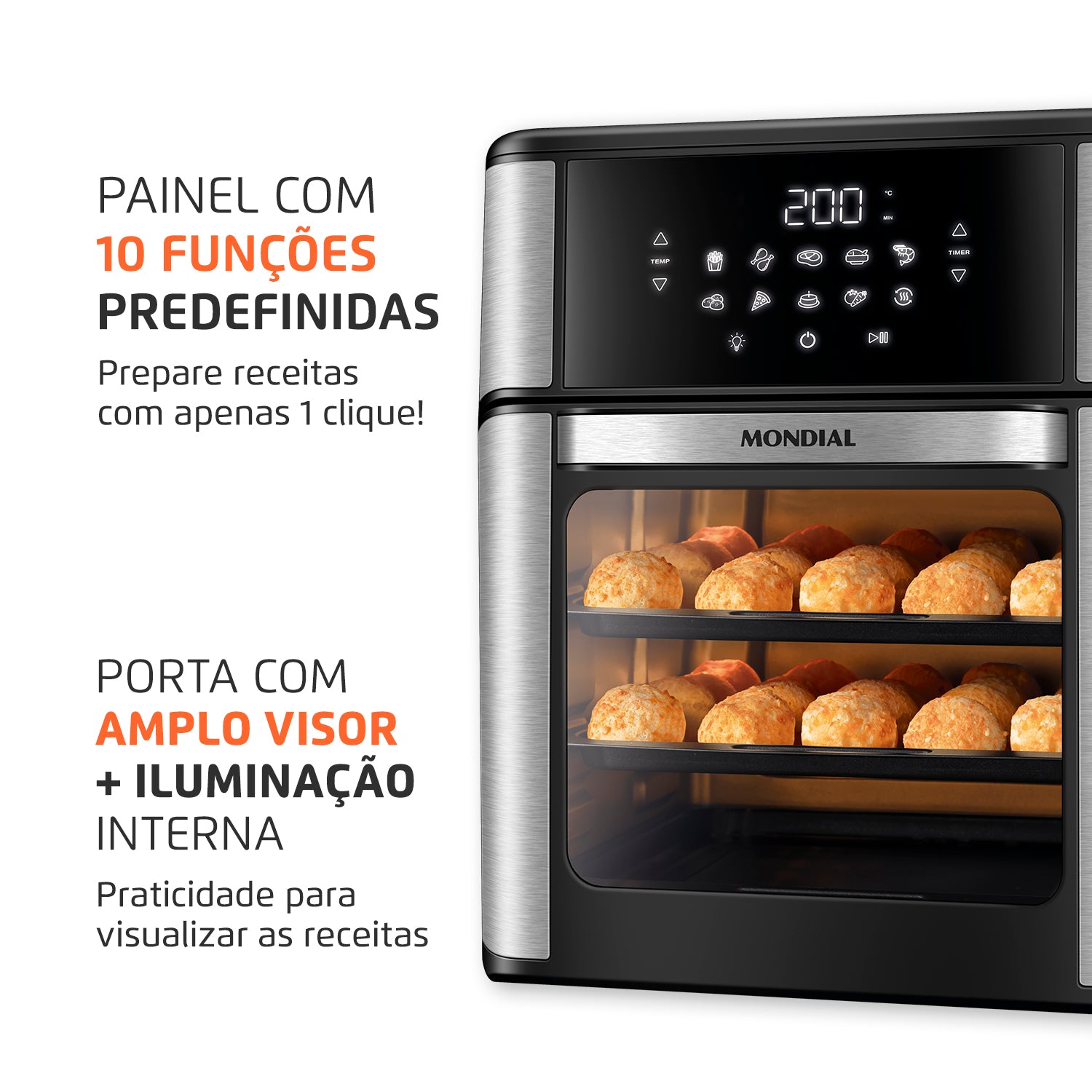 Fritadeira Elétrica Mondial AFON-12L-BI 12L Forno Oven 2000W