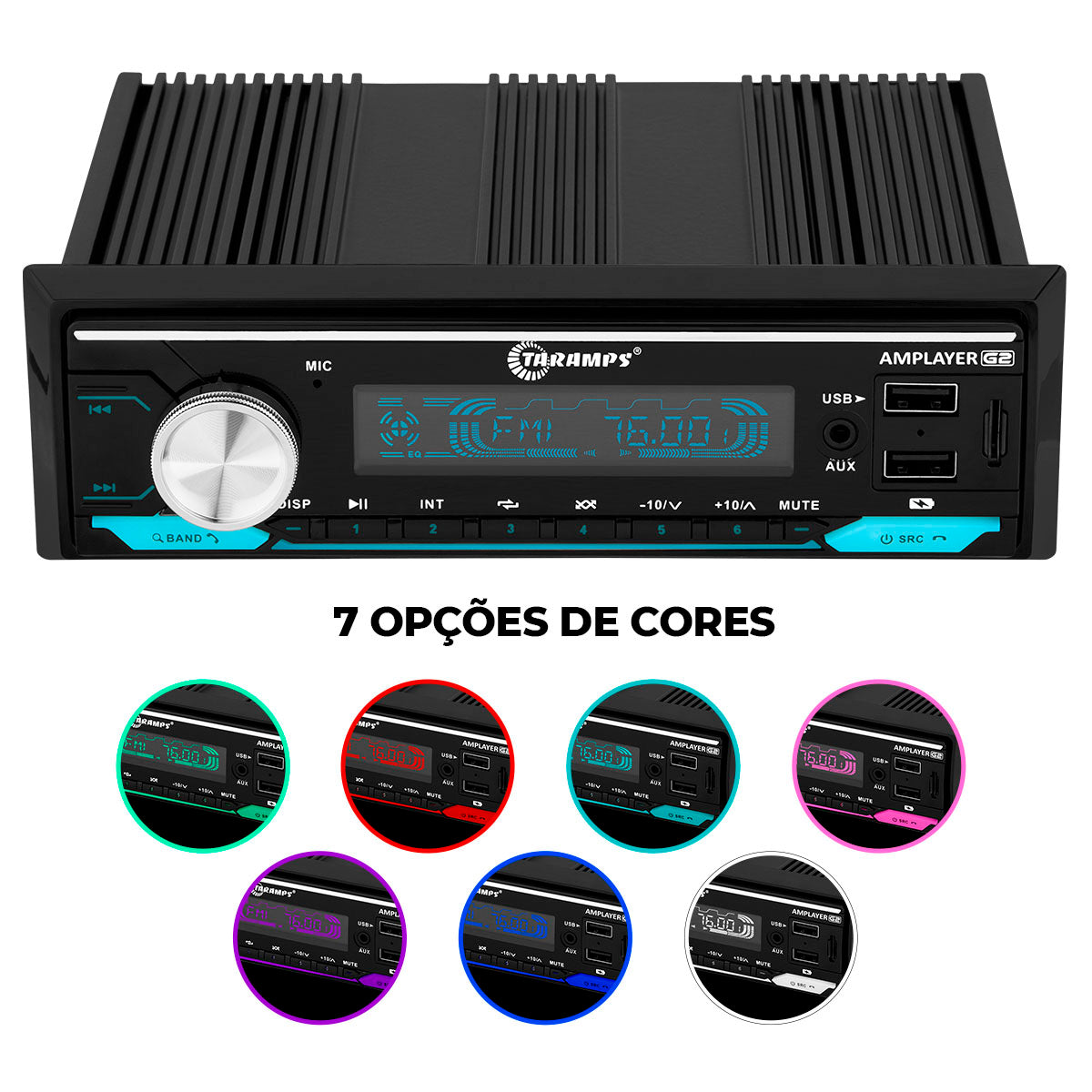 Rádio Processador de Áudio Taramps Amplayer G2 RGB 4 Canais