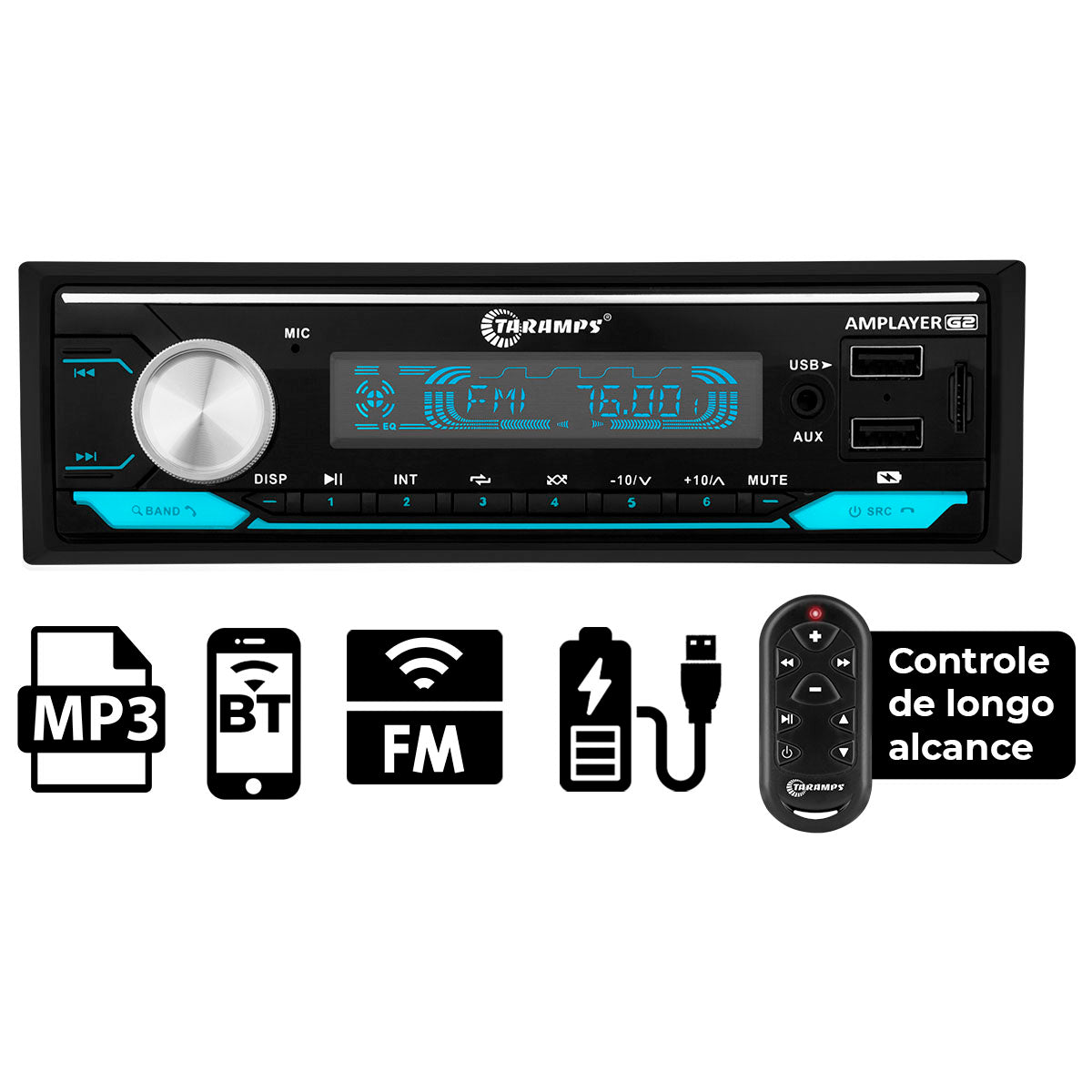 Rádio Processador de Áudio Taramps Amplayer G2 RGB 4 Canais
