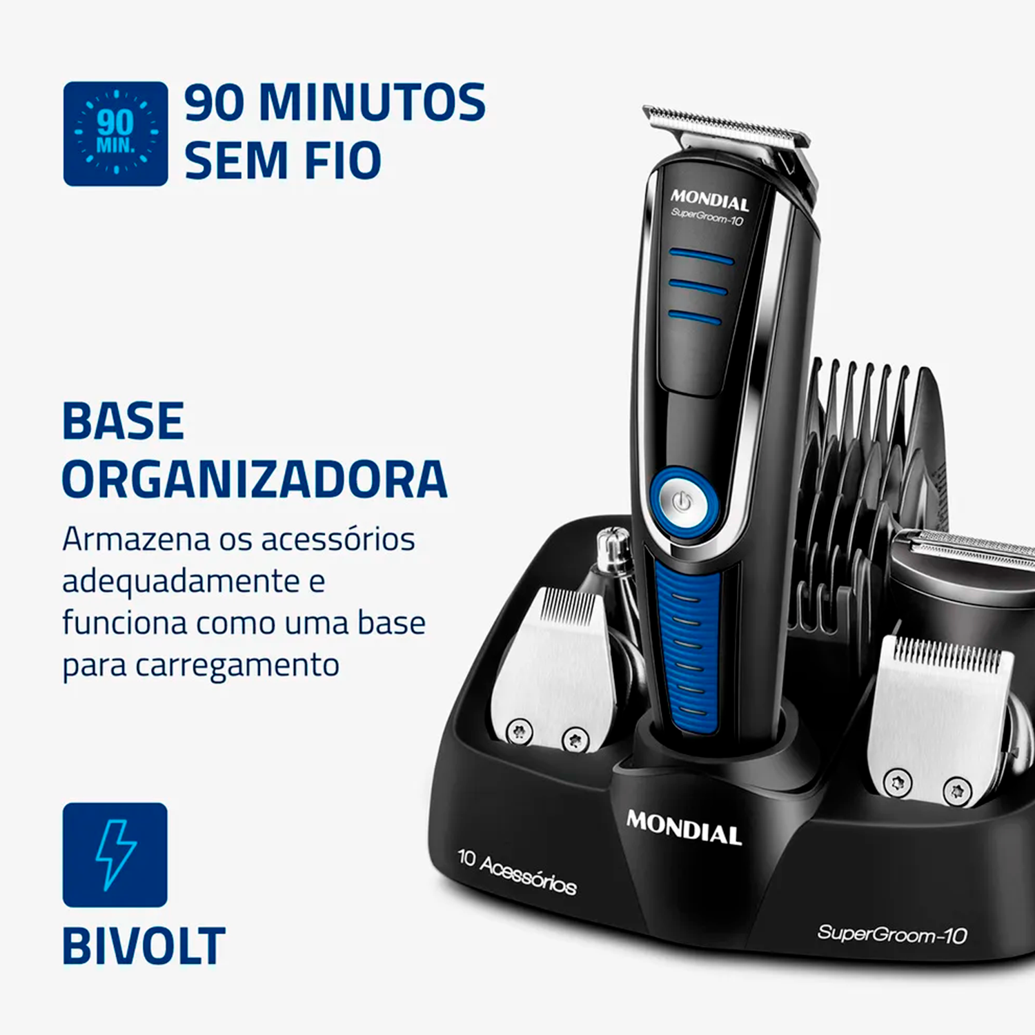 Aparador de Pelos Mondial Super Groom 10 BG-03 Bivolt