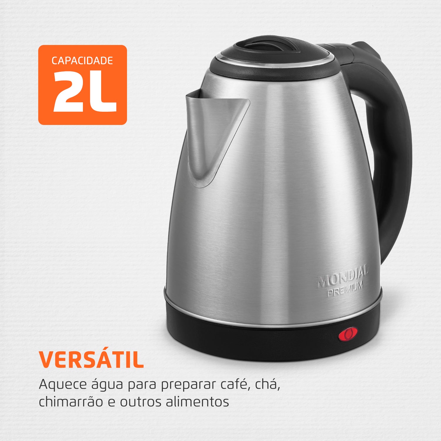 Chaleira Eletrica Mondial 2 Litros 1200w Pratic Inox Ce-06