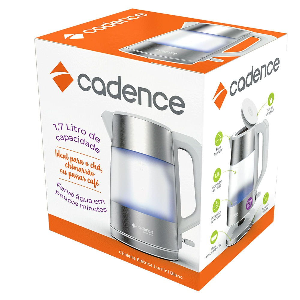 Chaleira Elétrica Cadence Lumini Blanc 1,7 Litros 1200w