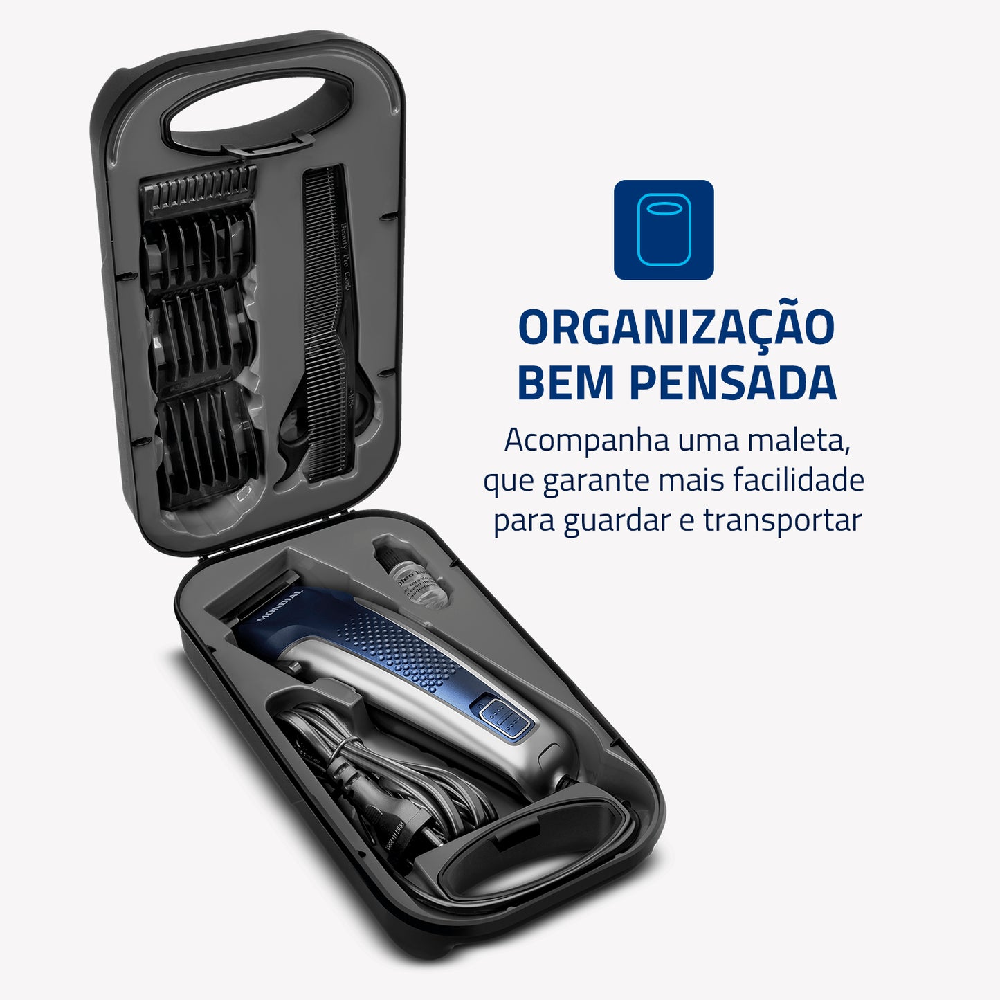 Cortador De Cabelo Mondial Cr-09m Titanium Power Com Maleta